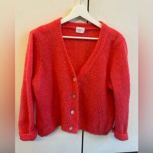 New French Designer pink mohair cardigan, made in Italy, size M-L
